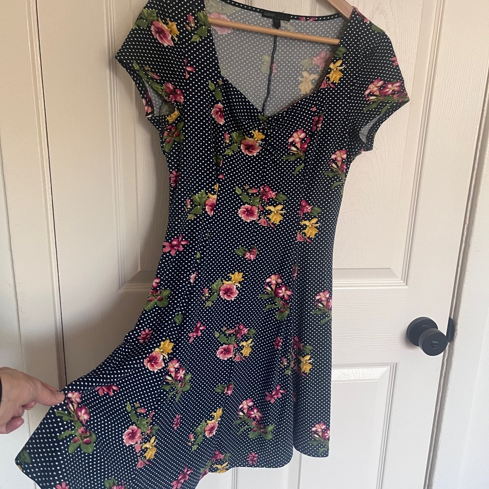 Polka Dot and Floral Retro Pin-Up Style Mini Dress